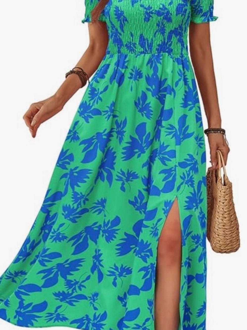 Green & Blue Floral Maxi Dress - Women's Summer Dress